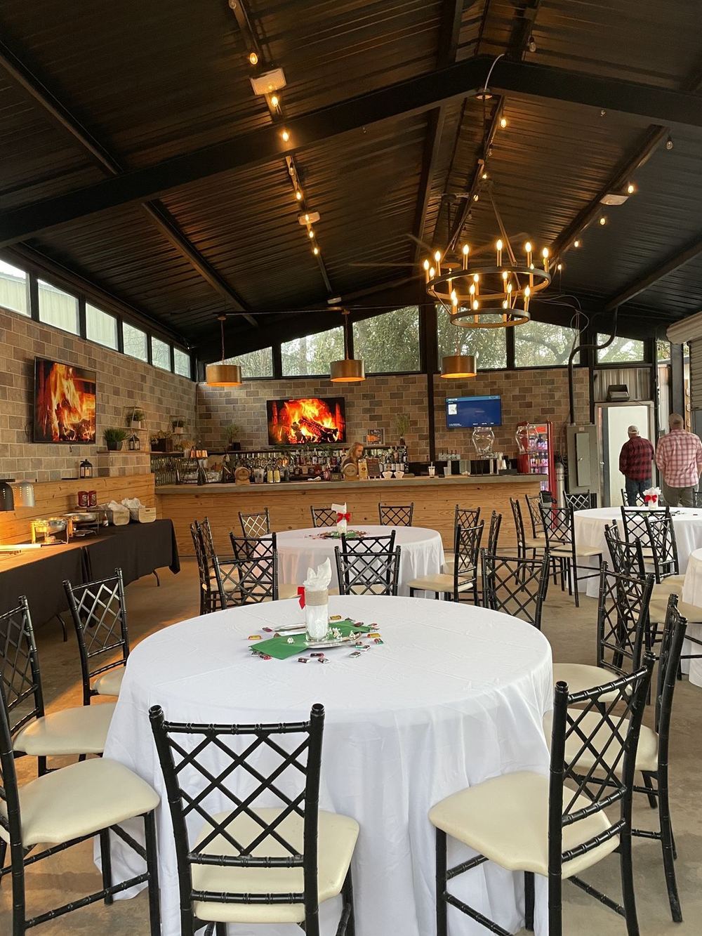 Round table set for a private dinner at Screaming Goat
